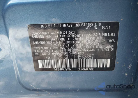 2015 Subaru Forester 2.0Xt Premium from USA, damaged, VIN JF2SJGDC1FH532887